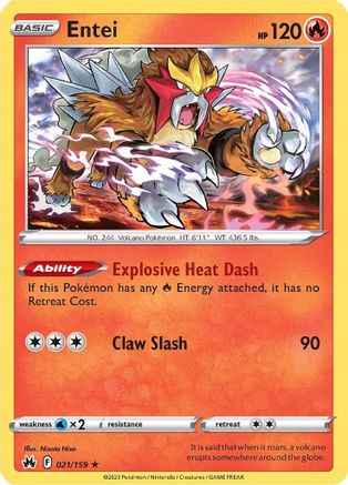 Entei 021  - Reverse Holofoil Crown Zenith - Holo Rare