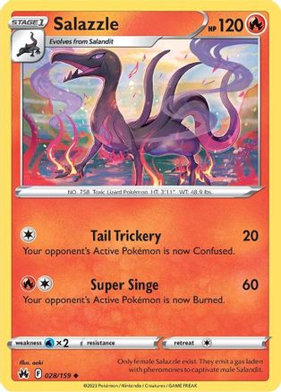 Salazzle 028  - Reverse Holofoil Crown Zenith - Uncommon