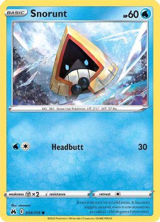 Snorunt 034  - Reverse Holofoil Crown Zenith - Common