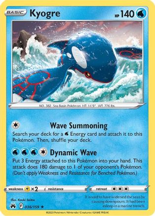 Kyogre 036  - Holofoil Crown Zenith - Holo Rare