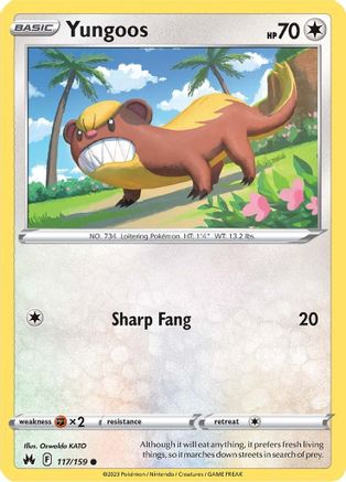 Yungoos 117  - Reverse Holofoil Crown Zenith - Common