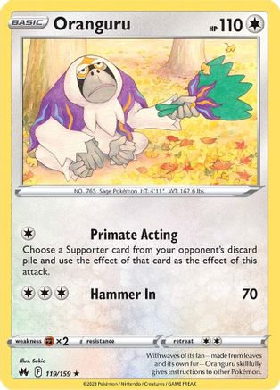 Oranguru 119  - Reverse Holofoil Crown Zenith - Rare