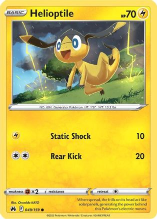 Helioptile 049  - Reverse Holofoil Crown Zenith - Common