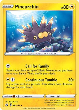 Pincurchin 056  - Reverse Holofoil Crown Zenith - Uncommon