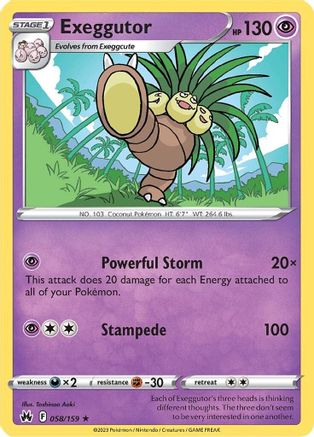 Exeggutor 058  - Reverse Holofoil Crown Zenith - Rare