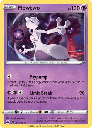 Mewtwo 059  - Reverse Holofoil Crown Zenith - Holo Rare