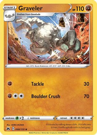 Graveler 068  - Reverse Holofoil Crown Zenith - Uncommon