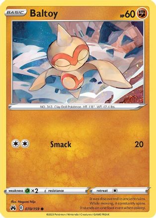 Baltoy 070  - Reverse Holofoil Crown Zenith - Common