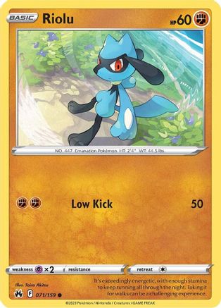 Riolu 071  - Reverse Holofoil Crown Zenith - Common