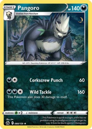 Pangoro 080  - Reverse Holofoil Crown Zenith - Rare