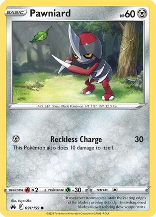Pawniard (91) 091  - Reverse Holofoil Crown Zenith - Common