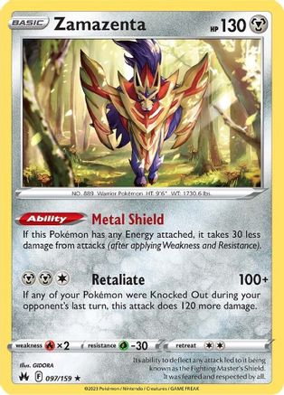 Zamazenta 097  - Holofoil Crown Zenith - Holo Rare