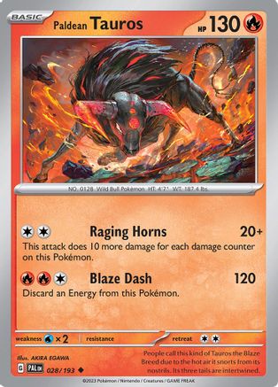 Paldean Tauros 028/193  SV02 Paldea Evolved - Uncommon
