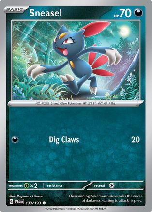 Sneasel 133  - Reverse Holofoil SV02 Paldea Evolved - Common