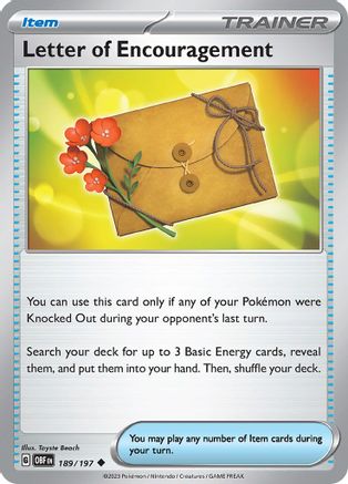 Letter of Encouragement 189  - Reverse Holofoil SV03 Obsidian Flames - Uncommon