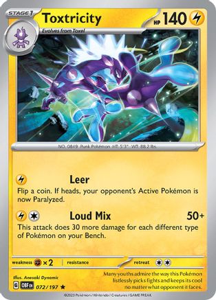 Toxtricity 072  - Reverse Holofoil SV03 Obsidian Flames - Rare