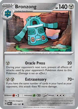 Bronzong 145  - Reverse Holofoil SV03 Obsidian Flames - Uncommon