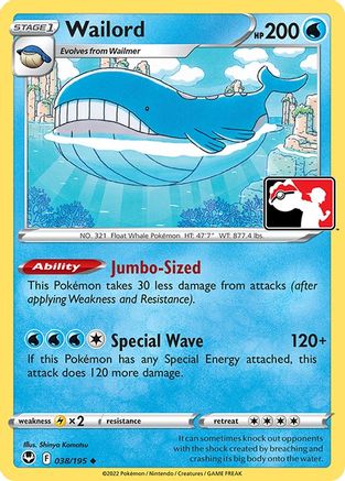 Wailord 038  - Holofoil Prize Pack Series Cards - Uncommon