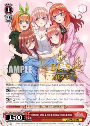 Nightwear, Ichika & Nino & Miku & Yotsuba & Itsuki (BCS 2023) (BCS2023-03 PR) - Bushiroad Event Cards