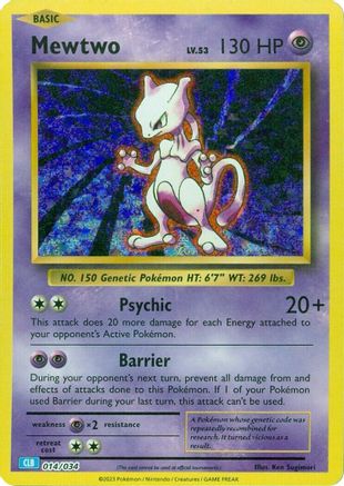Mewtwo 014  - Holofoil Trading Card Game Classic - Classic Collection