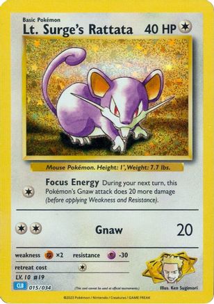 Lt. Surge's Rattata 015  - Holofoil Trading Card Game Classic - Classic Collection