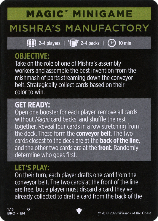 Mishra's Manufactory // Mishra's Manufactory (cont'd) (MBRO-001) - The Brothers' War Minigames Foil