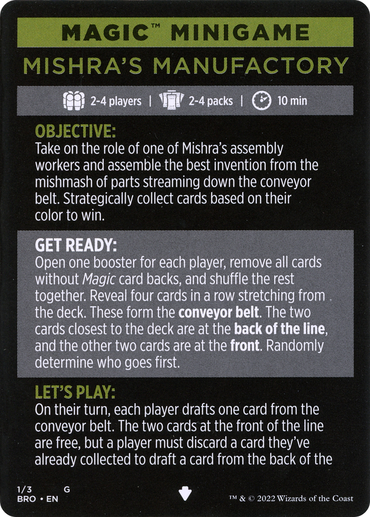Mishra's Manufactory // Mishra's Manufactory (cont'd) (MBRO-001) - The Brothers' War Minigames