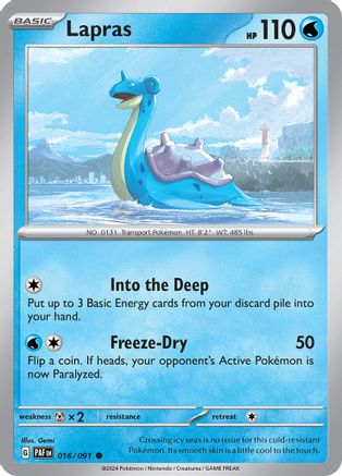 Lapras 016/091  - Reverse Holofoil SV Paldean Fates - Common