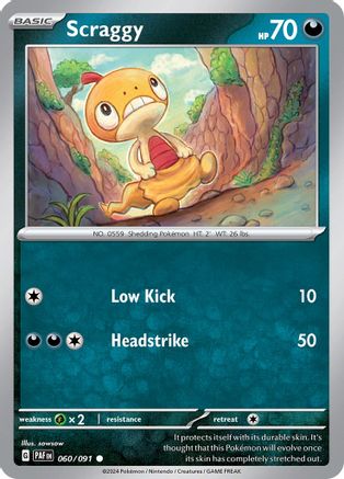 Scraggy 060  - Reverse Holofoil SV Paldean Fates - Common