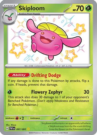 Skiploom 097  - Holofoil SV Paldean Fates - Shiny Rare