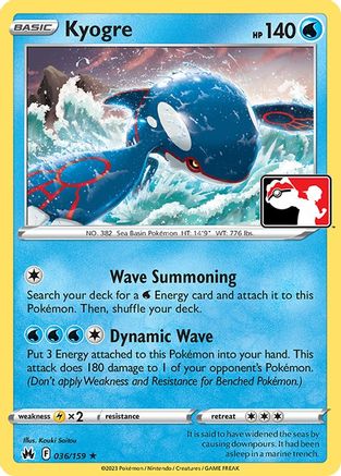 Kyogre 036  - Holofoil Prize Pack Series Cards - Rare