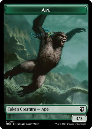 Ape (Ripple Foil) // Plant Double-Sided Token [Modern Horizons 3 Commander Tokens]