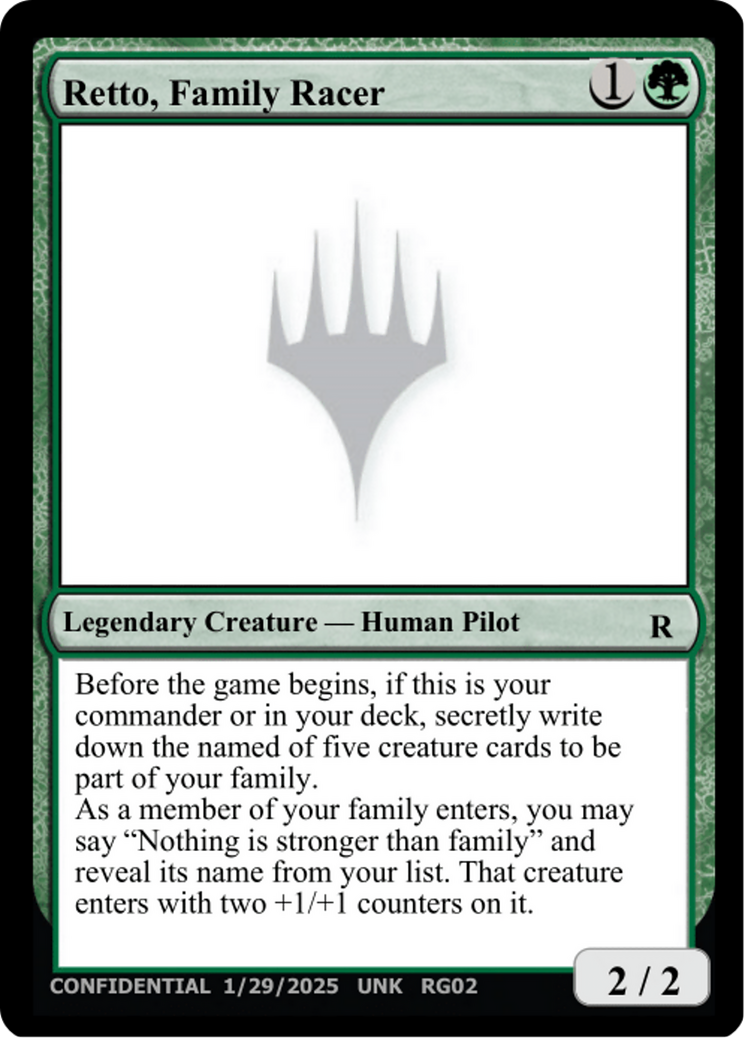 Retto, Family Racer (-) - Un-Known Event Playtest Cards