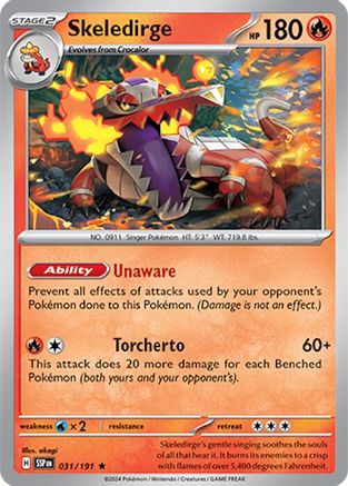 Skeledirge 031  - Holofoil SV08 Surging Sparks - Rare