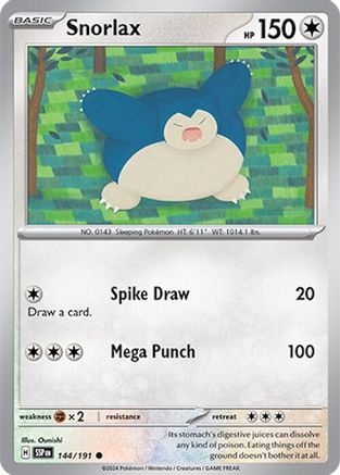 Snorlax 144  - Reverse Holofoil SV08 Surging Sparks - Common