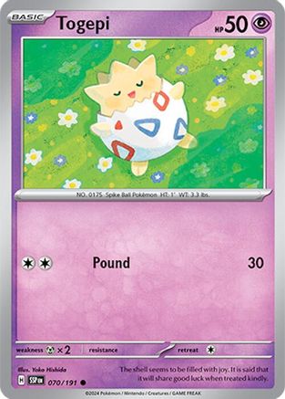 Togepi 070  - Reverse Holofoil SV08 Surging Sparks - Common