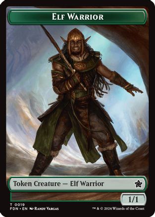 Elf Warrior // Cat (001) Doubled-Sided Token [Foundations Tokens]