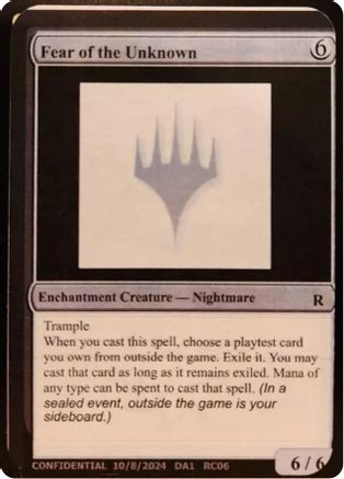 Fear of the Unknown [Unknown Event]