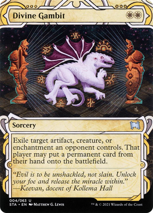 Divine Gambit (STA-004) - Strixhaven Mystical Archive: (Showcase) (Borderless) Etched Foil