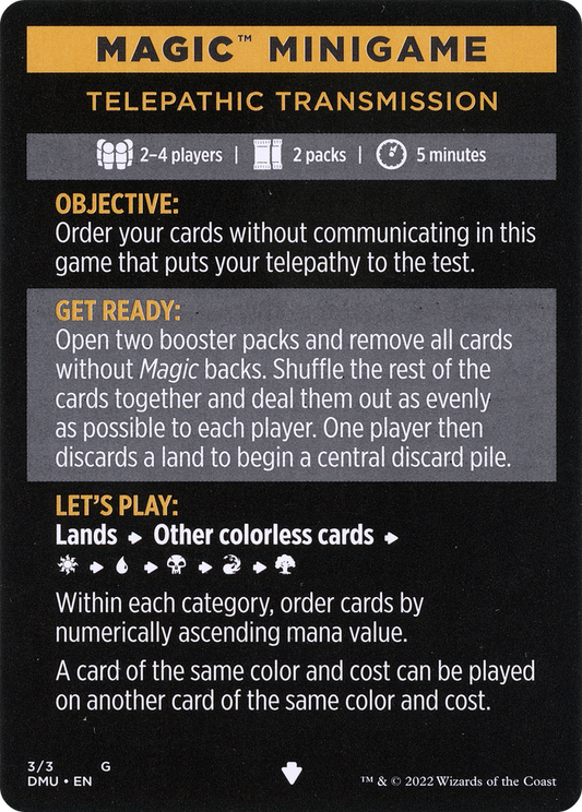 Telepathic Transmission // Telepathic Transmission (cont'd) (MDMU-003) - Dominaria United Minigames Foil