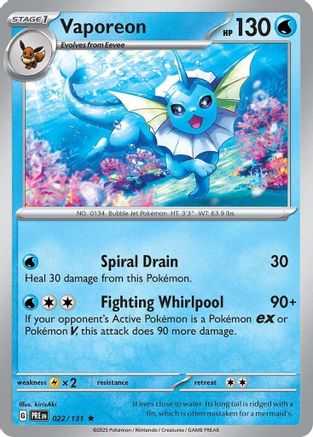 Vaporeon 022  - Holofoil SV Prismatic Evolutions - Rare