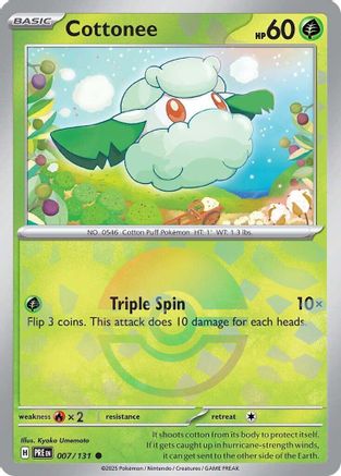 Cottonee (Poke Ball Pattern) 007  - Holofoil SV Prismatic Evolutions - Common