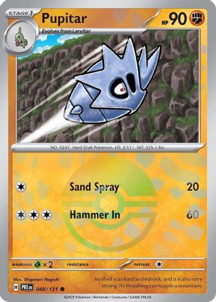 Pupitar (Poke Ball Pattern) 048  - Holofoil SV Prismatic Evolutions - Common