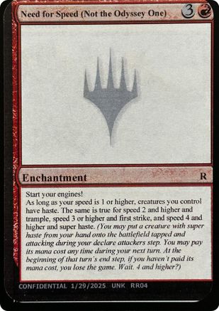 Need for Speed (Not the Odyssey One) [Unknown Event]