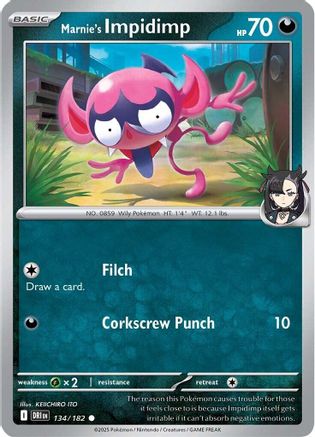 Marnie's Impidimp 134  - Reverse Holofoil SV10 Destined Rivals - Common