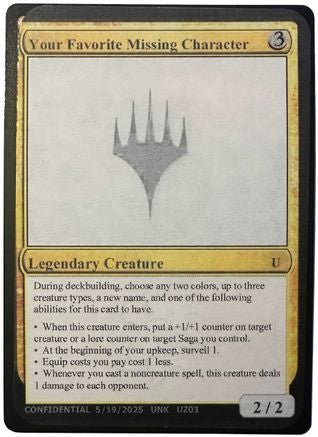 Your Favorite Missing Character [Unknown Event]