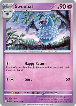 Swoobat 037  - Reverse Holofoil SV White Flare - Uncommon