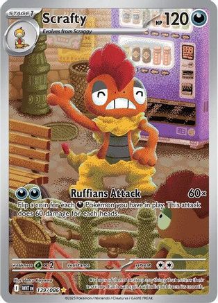 Scrafty 139/086  - Holofoil SV White Flare - Illustration Rare