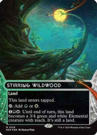 Stirring Wildwood (0129) (Borderless) (Galaxy Foil) [Edge of Eternities: Stellar Sights]