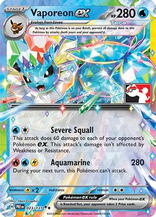 Vaporeon ex 023/131  - Holofoil Prize Pack Series Cards - Double Rare